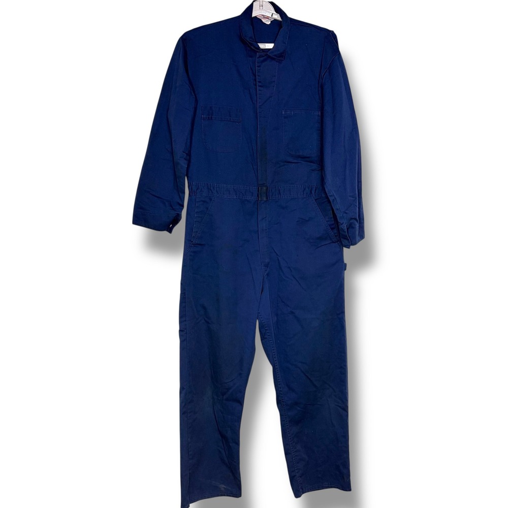 Vtg Sears Coveralls 46T Navy‎ Blue Vintage Workwear Utility Jumpsuit Made in USA